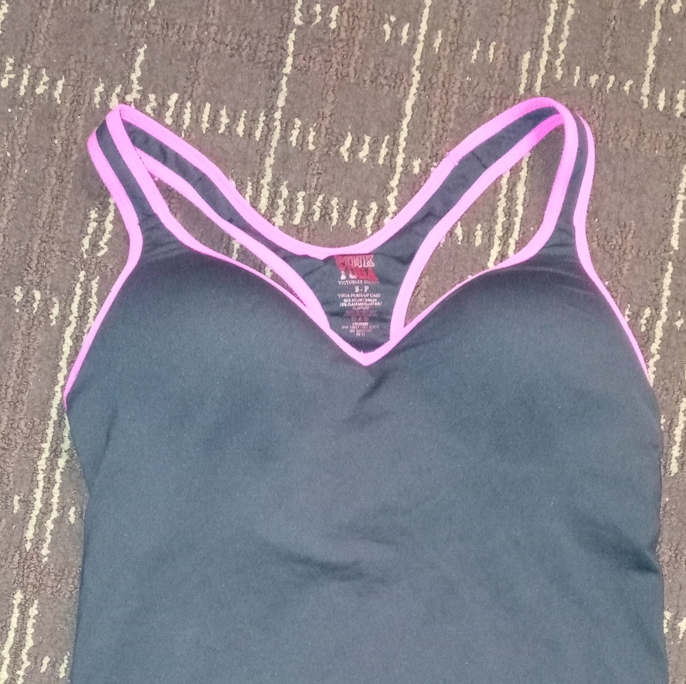 Black and pink racer back workout tank